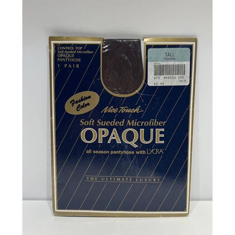 SEARS Nice Touch Opaque Soft Sueded Microfber Pantyhose Tall Chocolate Vtg NIP